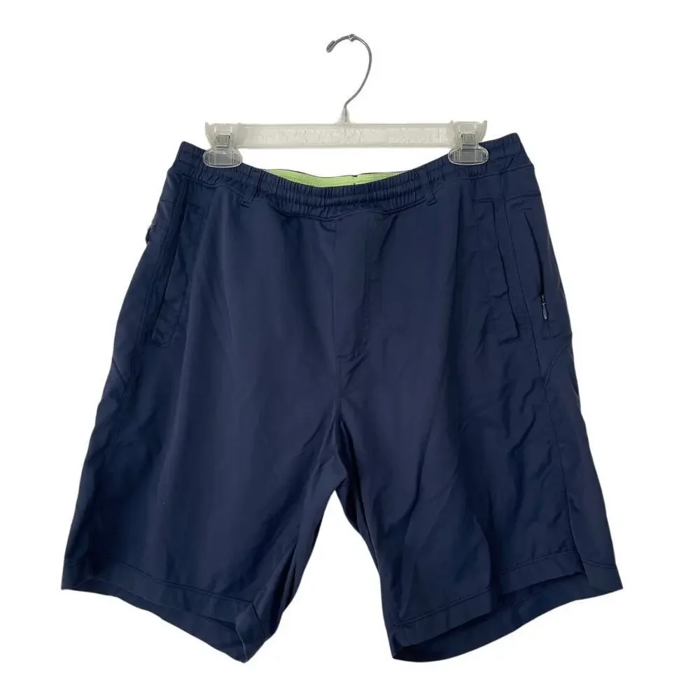 Birddogs Men's Navy Blue Performance Shorts with Lime Waistband - Picture 1 of 4